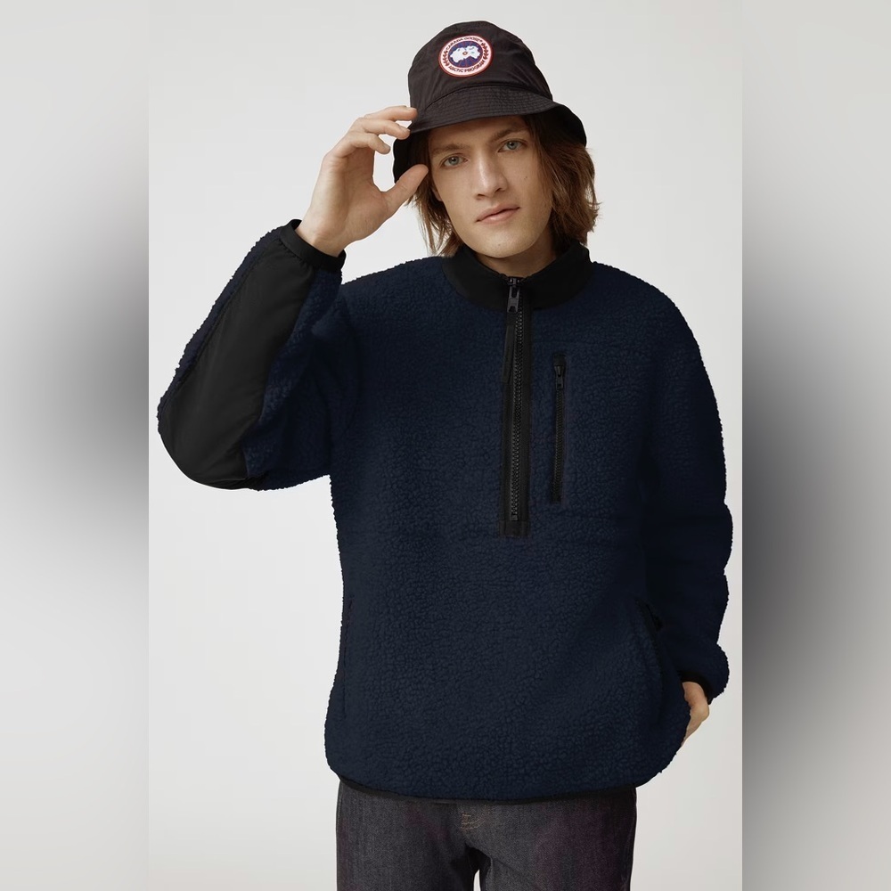 Canada Goose Navy Blue Renfrew Wool Blend Fleece Half‎ Zip Pullover Size XS